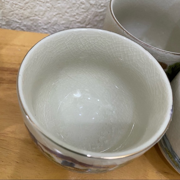 Vintage Japanese Kyusu Hand-painted Teapot Village Scene Teapot & 5 Cups Set - Picture 13 of 15